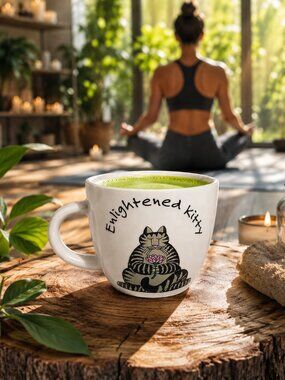 Enlightened Kitty Cat White Avesta Project 62 Graphic Mug